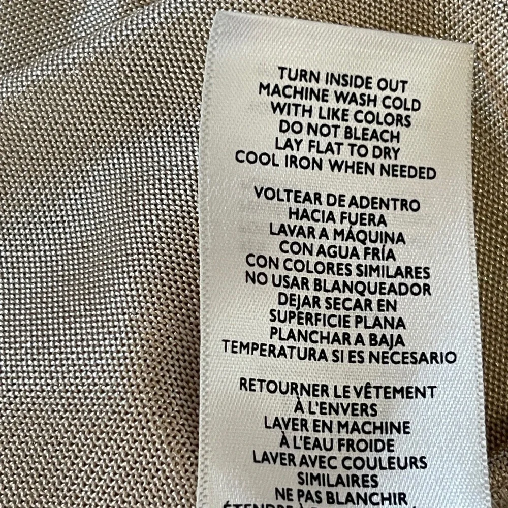 M by Rebecca Minkoff Womne's XL Mock Neck Gold Metallic Sleeveless Blouse Ruched - Picture 9 of 12